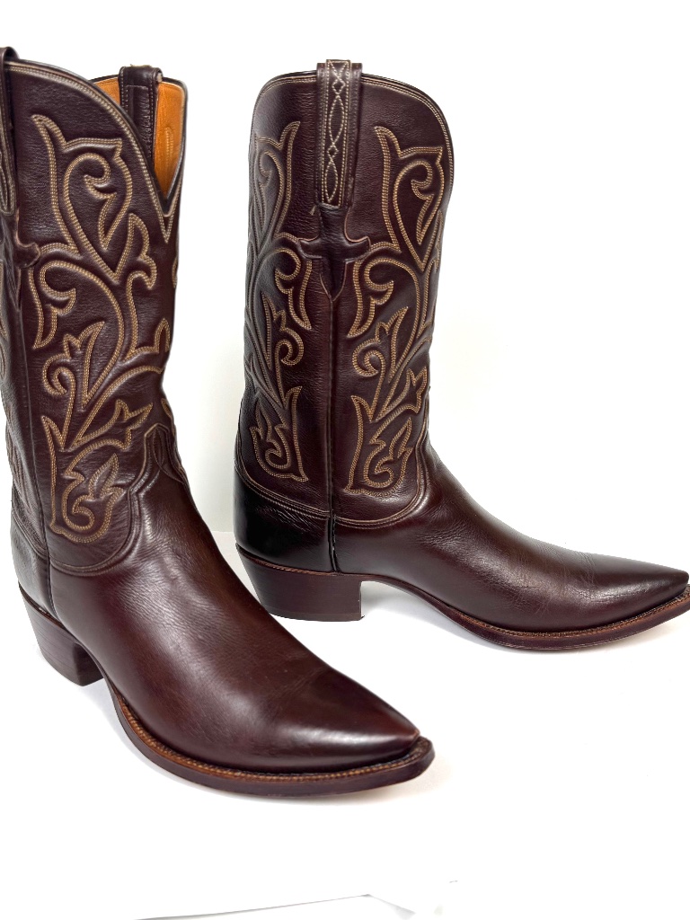 Lucchese Classic Chocolate Brown Cowboy Boots Mns 8.5d X-Toe Made In San Antonio — image 3 of 8